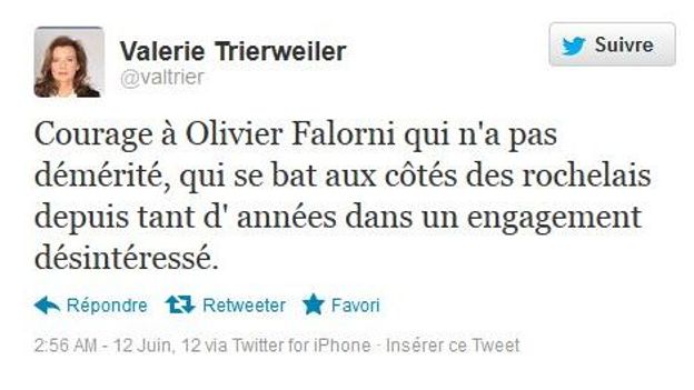 Valérie Trierweiler affiche son soutien au rival de Ségolène Royal