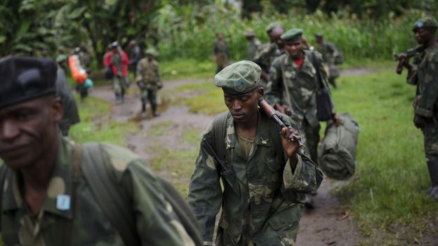 RDC: armée et mutins s'affrontents à nouveau au Nord-Kivu, ici des soldats de l'armée congolaise