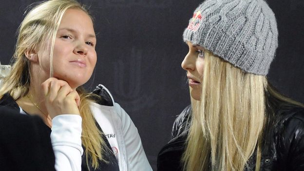 Anja Paerson (à gauche) avec Lindsay Vonn