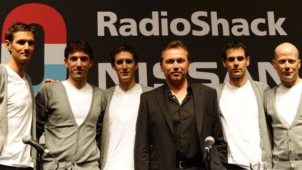 Bruyneel avec les coureurs de la RadioShack