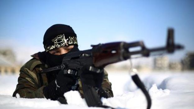 Un combattant rebelle près de Damas le 11 janvier 2015