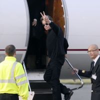 Johnny Hallyday à l'aéroport du Bourget à Paris en décembre 2011