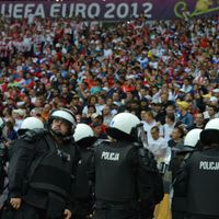 Les policiers lors du match Pologne-Russie