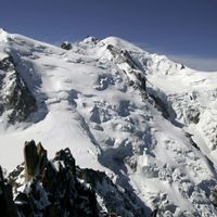 Le Mont Maudit, là où se serait produite l'avalanche jeudi, dans le massif du Mont-Blanc, en France