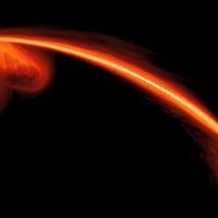 Simulation de l'aspiration de l'étoile par un trou noir